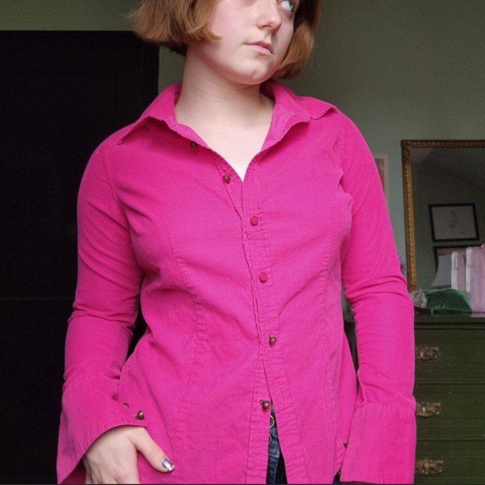 Talbots pink corduroy shirt